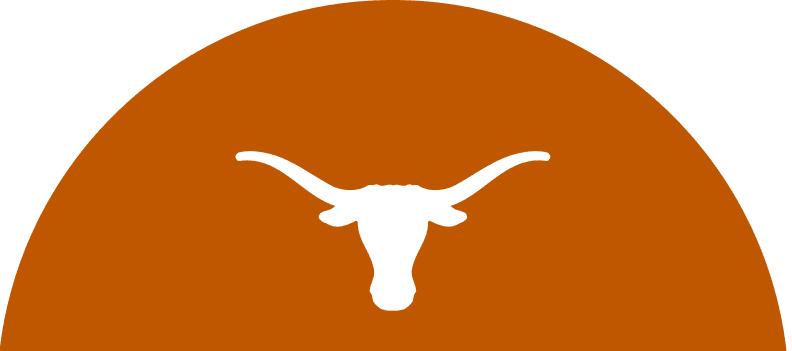 Longhorn logo in a burnt orange half circle
